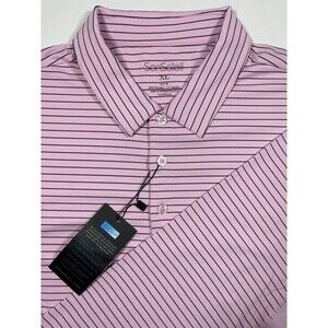 NWT | San Soleil Men’s Long Sleeve Golf Polo | XL | Pink/Striped